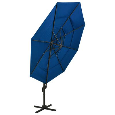 vidaXL 4-stupňový slnečník s hliníkovou tyčou azúrovo-modrý 3x3 m