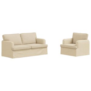 vidaXL Sada pohoviek 2 pcs Kr&eacute;mov&aacute; 162 x 80 x 85 cm l&aacute;tka