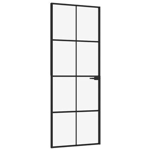 vidaXL Vn&uacute;torn&eacute; dvere čierne 76x201,5 cm tvrden&eacute; sklo a hlin&iacute;k &uacute;zke