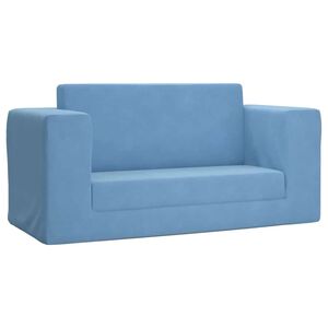 vidaXL Detsk&aacute; rozkladacia pohovka 2-miestna modr&aacute; m&auml;kk&yacute; ply&scaron;