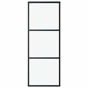 vidaXL Posuvn&eacute; dvere 3-panelov&eacute; ESG sklo a hlin&iacute;k 76x205 cm čierne