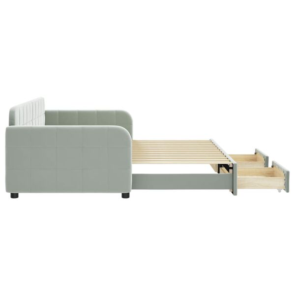 vidaXL Rozkladacia denná posteľ so zásuvkami bledosivá 90x200 cm zamat
