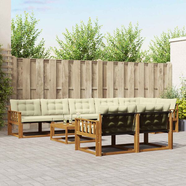 vidaXL Z&aacute;hradn&aacute; s&uacute;prava gaučov s vank&uacute;&scaron;om 9 pcs Pr&iacute;rodn&aacute; a kr&eacute;mov&aacute;