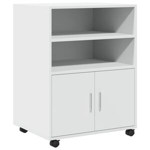 vidaXL Skrinka s kolieskami biela 60x48x81 cm kompozitn&eacute; drevo