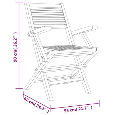 vidaXL Skladacie záhradné stoličky 6 ks 55x62x90 cm tíkový masív