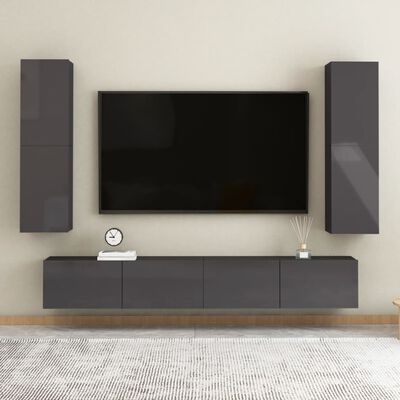 vidaXL TV skrinky 2 ks, lesklé sivé 30,5x30x110 cm, kompozitné drevo