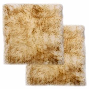 vidaXL Podsed&aacute;ky na stoličky 2 ks hnedo-biele 40 x 40 cm prav&aacute; ovčia kožu&scaron;ina