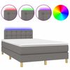 vidaXL Posteľ boxsping s matracom a LED tmavosiv&aacute; 120x200 cm l&aacute;tka