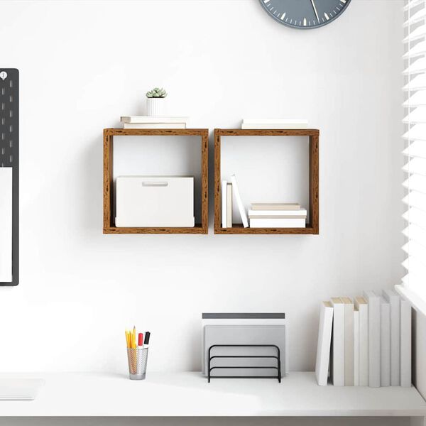 vidaXL Stenn&eacute; police s poličkou N&aacute;stenn&yacute; Star&eacute; drevo Kompozitn&eacute; drevo