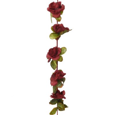 vidaXL Umelé kvetinové girlandy 6 ks vínovočervené 250 cm