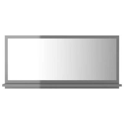 vidaXL Kúpeľňové zrkadlo, lesklé sivé 80x10,5x37 cm, kompozitné drevo
