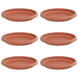 vidaXL Kruhov&yacute; kvetinov&yacute; podnos 6 pcs Tehlovo červen&aacute; &Oslash; 14 x 2 cm