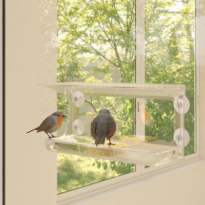 vidaXL Kŕmidlá pre vtáky na okno 2 ks akrylové 30x12x15 cm