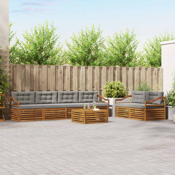 vidaXL Z&aacute;hradn&aacute; s&uacute;prava gaučov s vank&uacute;&scaron;om 7 pcs Pr&iacute;rodn&aacute; a svetlosiv&aacute;