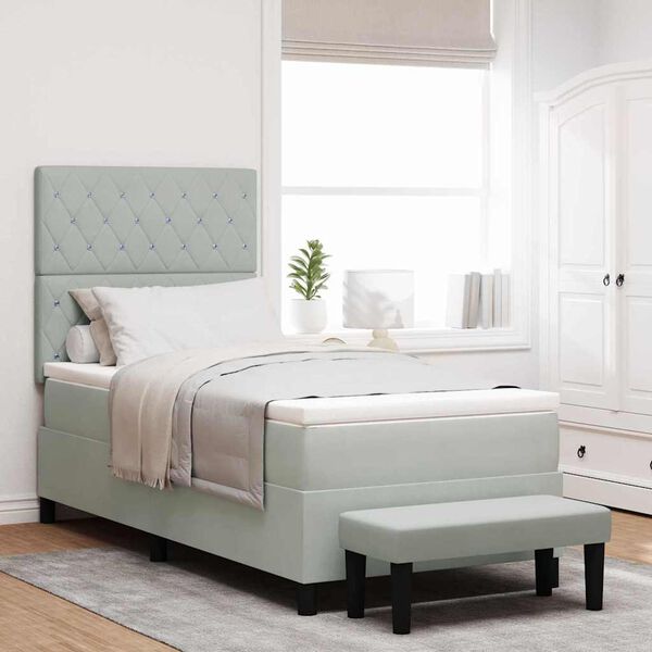 vidaXL Posteľ s pružinov&yacute;m r&aacute;mom Svetlosiv&aacute; 100 x 200 cm Zamat