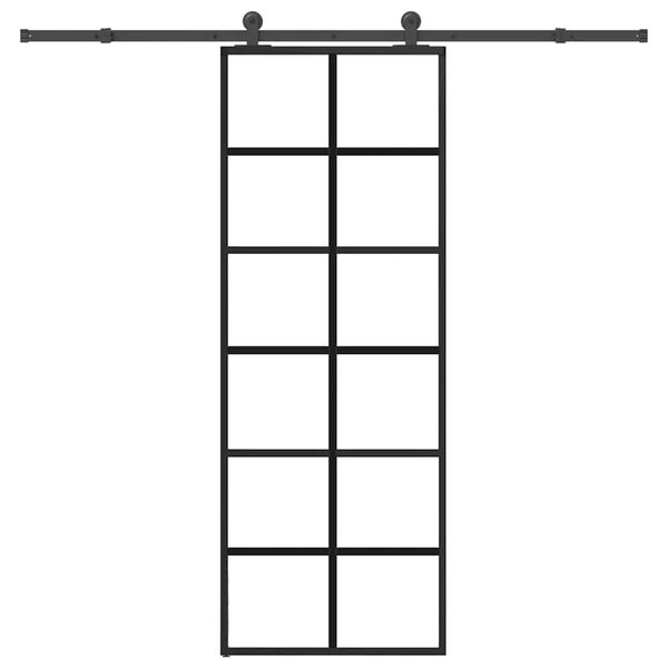 vidaXL Posuvn&eacute; dvere s kovan&iacute;m 76x205 cm ESG sklo a hlin&iacute;k