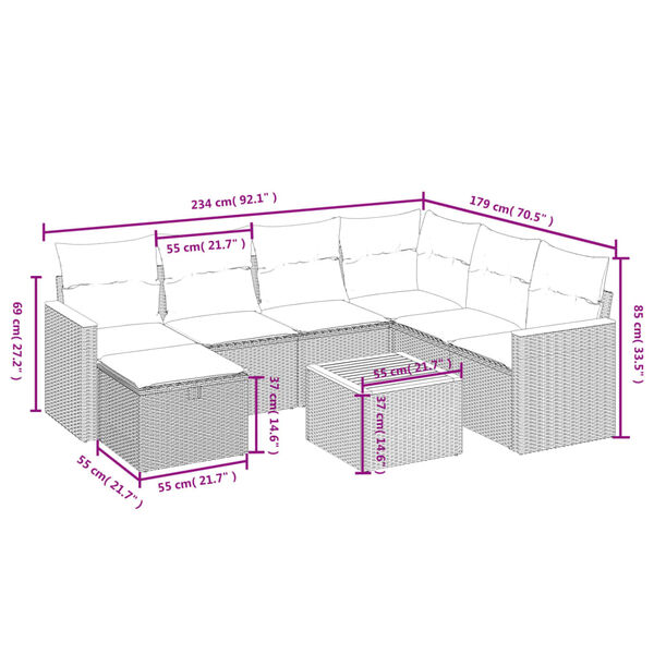vidaXL 8-dielna z&aacute;hradn&aacute; sedacia s&uacute;prava s podložkami polyratan čierna