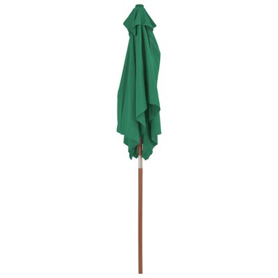 vidaXL Vonkajší slnečník s drevenou tyčou 150x200 cm, zelený