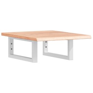 vidaXL Polica pod umývadlo, nástenná, oceľ a dubový masív