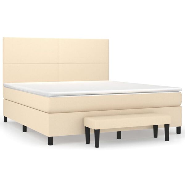 vidaXL Posteľn&yacute; r&aacute;m boxspring s matracom kr&eacute;mov&yacute; 180x200 cm l&aacute;tka