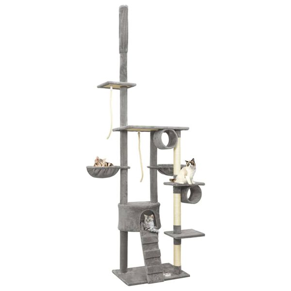 vidaXL &Scaron;krabadlo pre mačky od podlahy k stropu siv&eacute; 220-240 cm