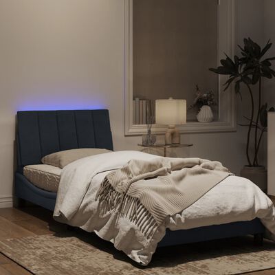 vidaXL Rám postele s LED svetlami tmavosivý 90x200 cm zamat