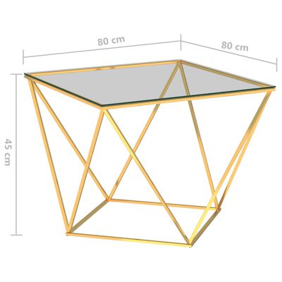vidaXL Konferenčný stolík, zlatý 80x80x45 cm, nehrdzavejúca oceľ