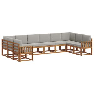 vidaXL Z&aacute;hradn&aacute; s&uacute;prava gaučov s vank&uacute;&scaron;om 10 pcs Pr&iacute;rodn&aacute; a svetlosiv&aacute;