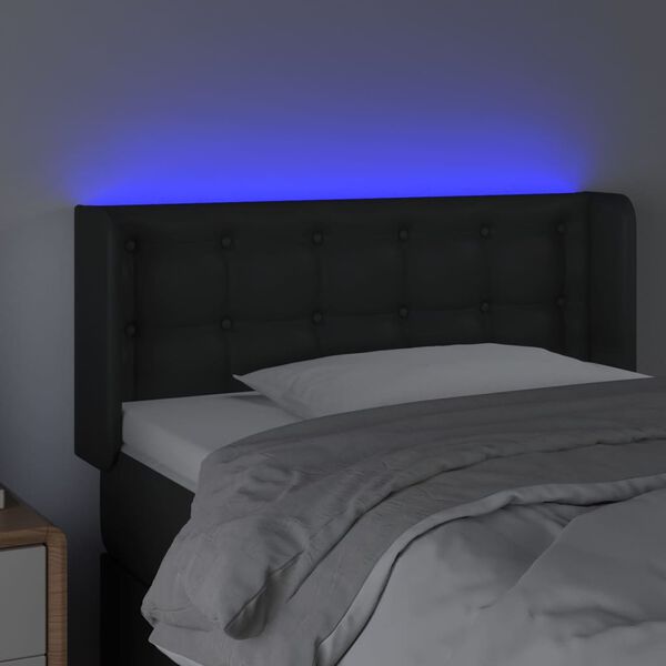 vidaXL Čelo postele s LED čierne 93x16x78/88 cm umel&aacute; koža