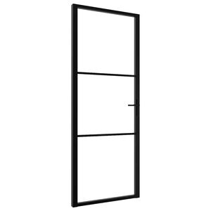 vidaXL Interi&eacute;rov&eacute; dvere, ESG sklo a hlin&iacute;k 76x201,5 cm, čierne