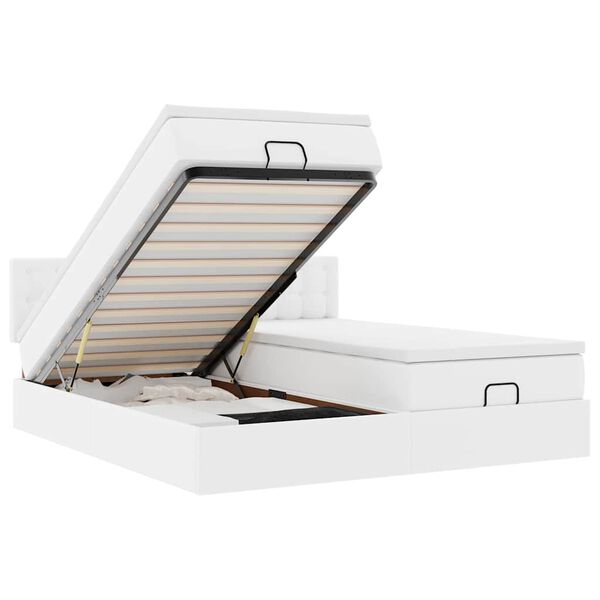 vidaXL Osmanský rám postele s matracmi biela 160x200 cm umelá koža