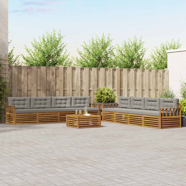 vidaXL Z&aacute;hradn&aacute; s&uacute;prava gaučov s vank&uacute;&scaron;om 9 pcs Pr&iacute;rodn&aacute; a svetlosiv&aacute;