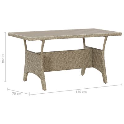 vidaXL Záhradný stôl sivý 130x70x66 cm polyratanový