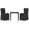 vidaXL Záhradný jedálenský set s vankúšom 3 pcs Čierna polyratan