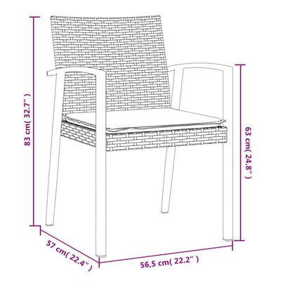 vidaXL Záhradné stoličky s vankúšmi 2 ks čierne 56,5x57x83cm polyratan