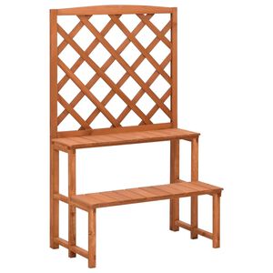vidaXL Podstavec na kvetin&aacute;č z jedľov&eacute;ho dreva s mriežkou 70x42x115 cm