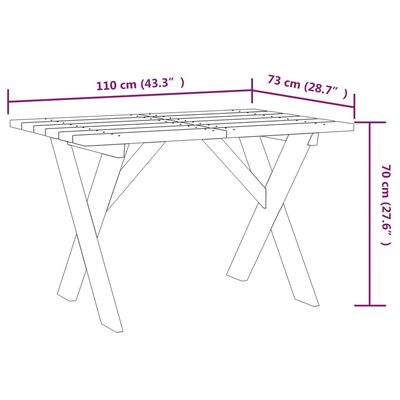 vidaXL Záhradný stôl 110x73x70 cm impregnovaná borovica