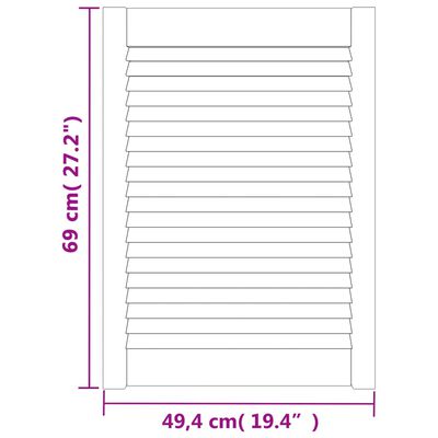 vidaXL Lamelové dvierka na skrinku, biele 69x49,4 cm, borovica