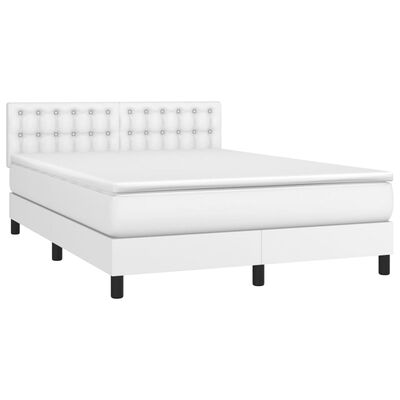 vidaXL Boxspring posteľ s matracom biela 140x200 cm umelá koža