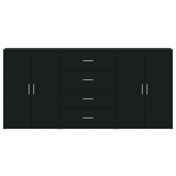 vidaXL Komody 3 ks čierne 60x31x84 cm kompozitné drevo