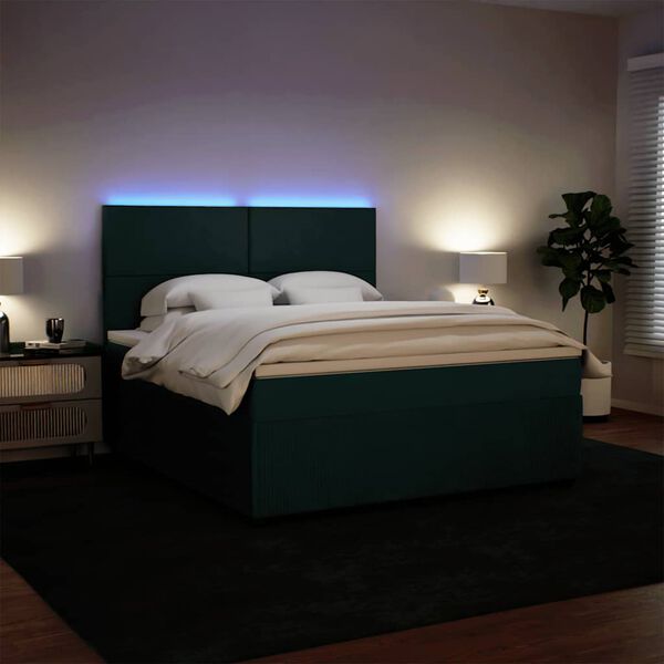 vidaXL Posteľn&yacute; r&aacute;m boxsping s matracom tmavozelen&yacute; 180x200 cm zamat