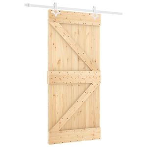 vidaXL Posuvn&eacute; dvere Pr&iacute;rodn&aacute; a biela 90 x 210 cm Borovicov&yacute; mas&iacute;v