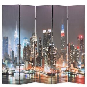 vidaXL Skladac&iacute; parav&aacute;n 200x170 cm, potlač nočn&eacute;ho New Yorku