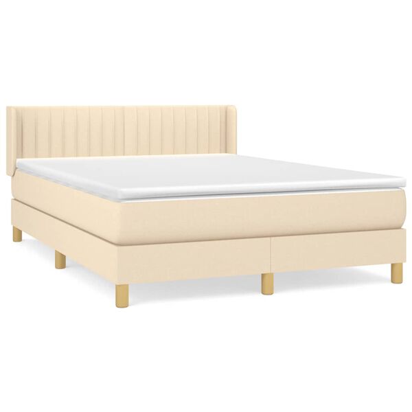 vidaXL Boxspring posteľ s matracom kr&eacute;mov&yacute; 140x190 cm l&aacute;tka