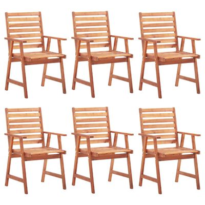 vidaXL Vonkajšie jedálenské stoličky 6 ks s podložkami masívne akáciové drevo