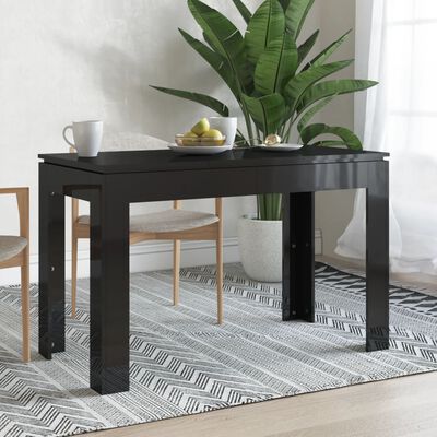 vidaXL Jedálenský stôl lesklý čierny 120x60x76 cm drevotrieska