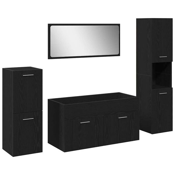 vidaXL Sada k&uacute;peľňov&eacute;ho n&aacute;bytku 4 pcs Čierny dub Kompozitn&eacute; drevo