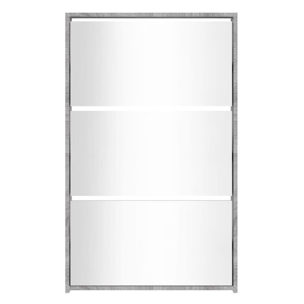 vidaXL Botn&iacute;k so zrkadlom 3-poschodov&yacute; siv&yacute; sonoma 63x17x102,5cm