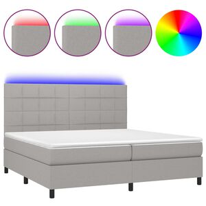 vidaXL Posteľ boxsping s matracom a LED bledosiv&aacute; 200x200 cm l&aacute;tka