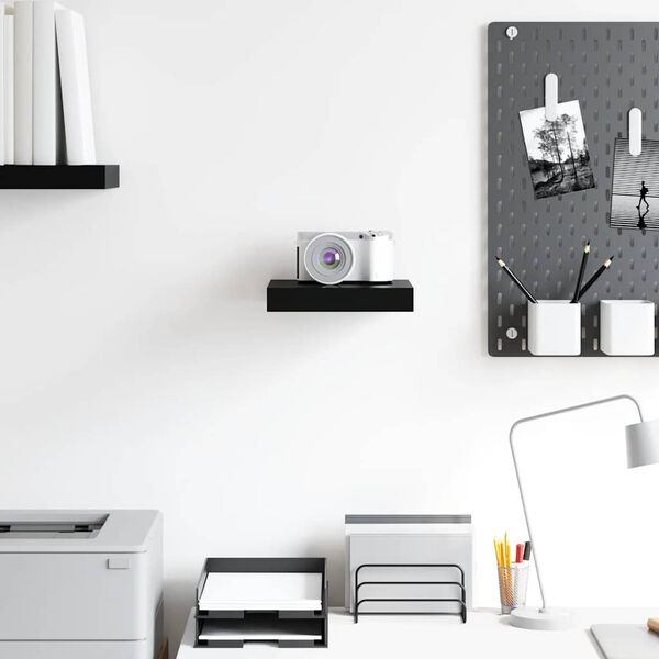 vidaXL Pl&aacute;vaj&uacute;ca n&aacute;stenn&aacute; polica, leskl&aacute; čierna 23x23,5x3,8 cm, MDF